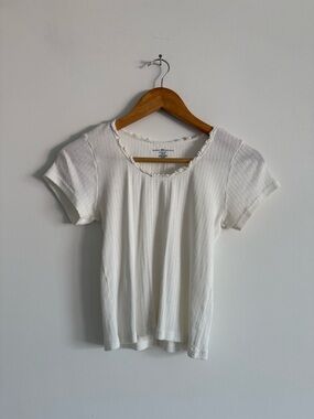 Brandy Melville white top with ruffles
